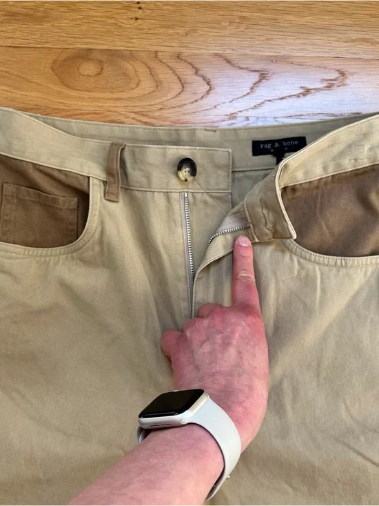 Rag And Bone Light Tan Charlie Cotton Cropped Two Tone Pants - Picture 9 of 14